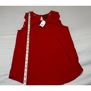 rue21 Womens Red Lace Shoulder Sleeveless Tank Top Keyhole Back NWT Medium